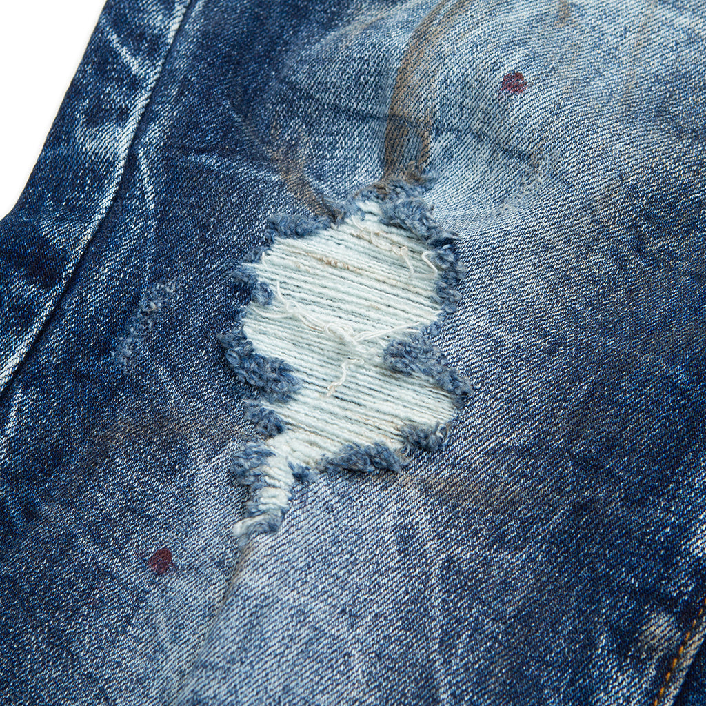 Core Modern Slim Straight Destroyed Indigo Denim Jeans