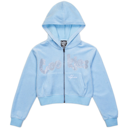 Stoned Velour Zip Front Hoody-  Cookies X Your Highness
