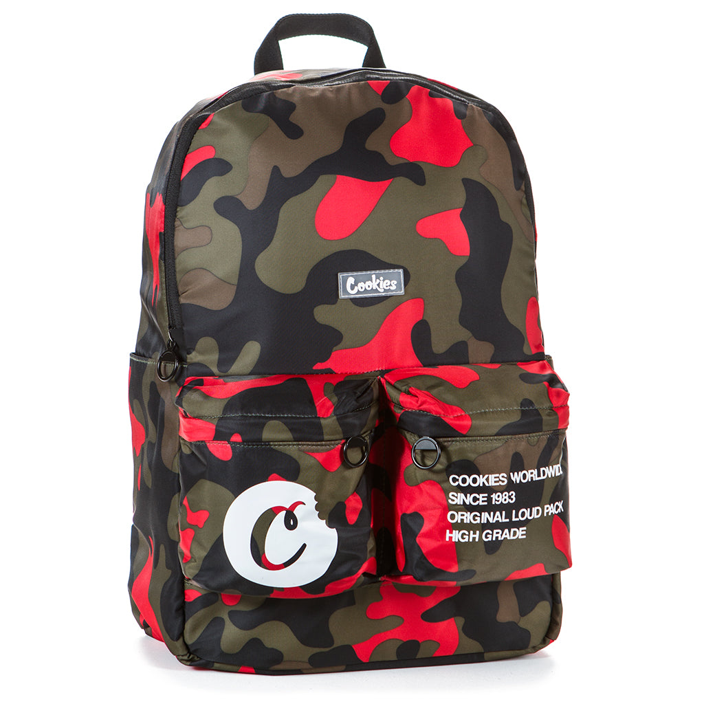 Cookies Unisex Orion Canvas Nylon Smell Proof Backpack 1550A4887 Red Camo