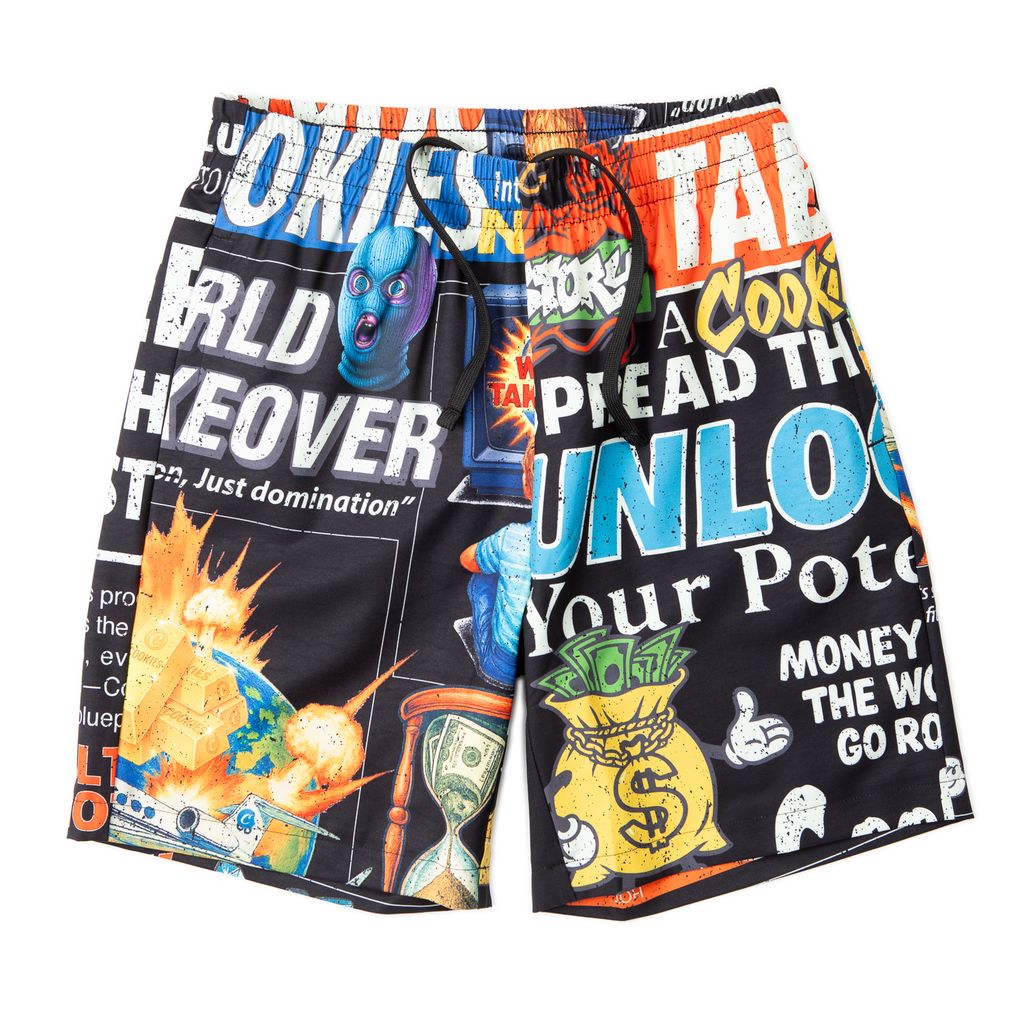New Money News Print Swim Trunk