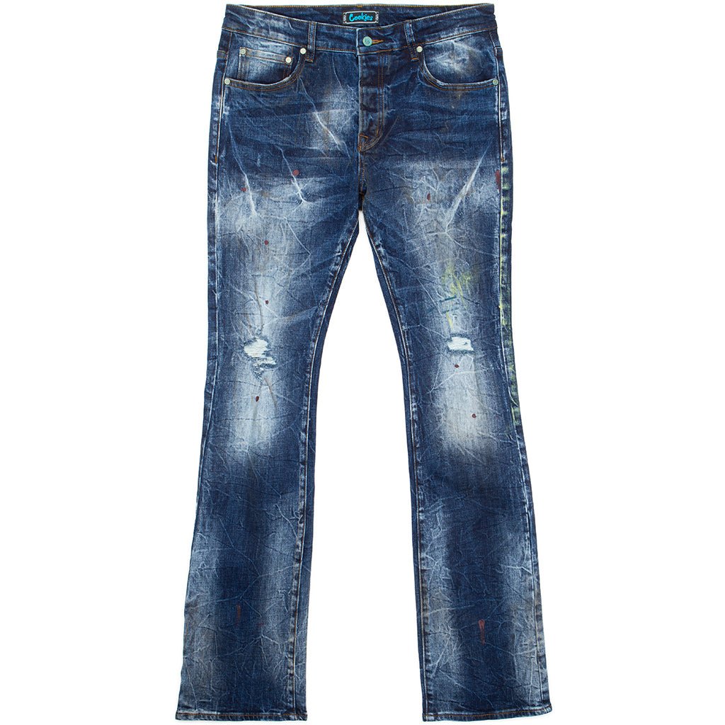 Core Modern Flare Medium Destroyed Indigo Denim Jeans