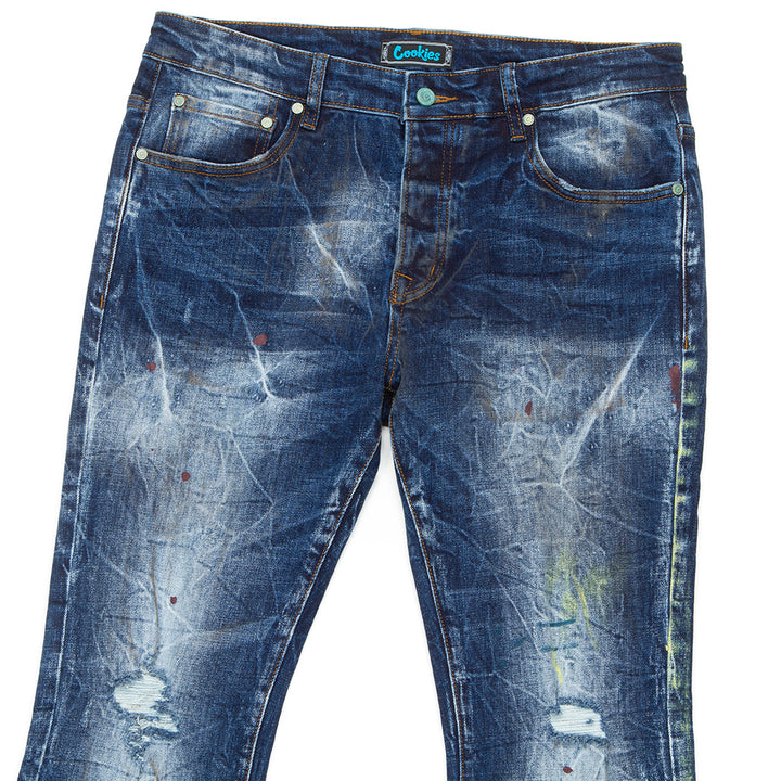 Core Modern Flare Medium Destroyed Indigo Denim Jeans