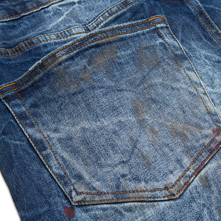 Core Modern Slim Straight Destroyed Indigo Denim Jeans