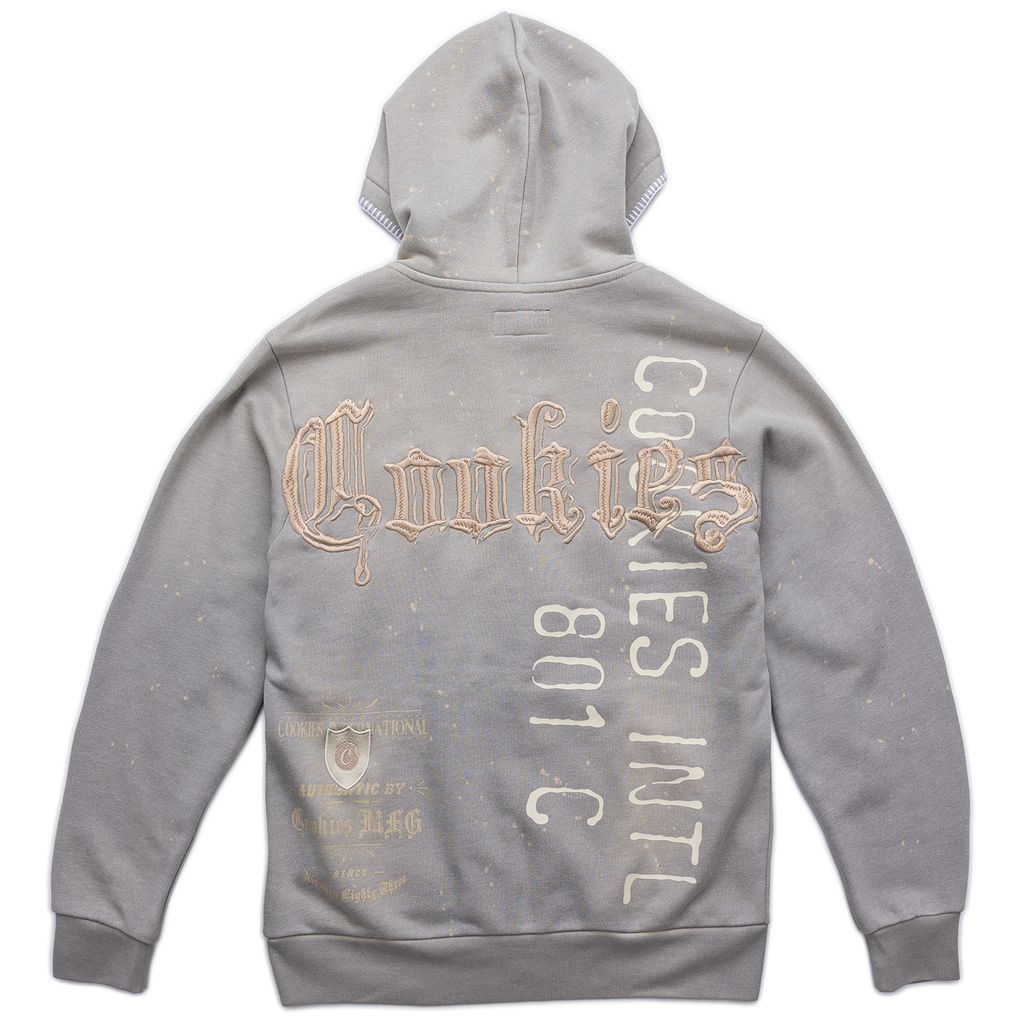 Gold Rush Distressed and Splattered Zip Front Hoodie
