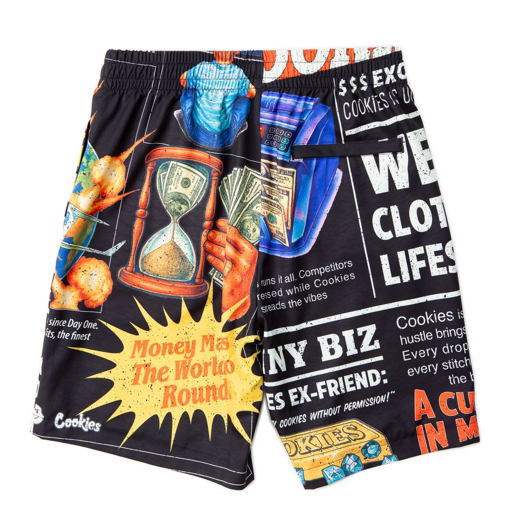 New Money News Print Swim Trunk