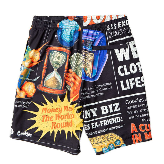 New Money News Print Swim Trunk