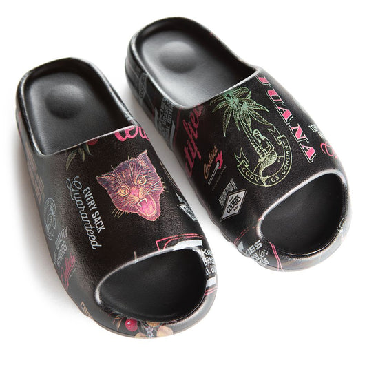 Cuban Link Faux Leather Slides