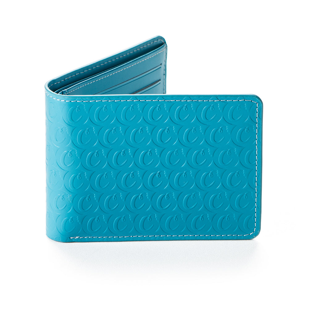 MCM Monogram Embossed Blue Leather Trifold Long Wallet - A&V Pawn