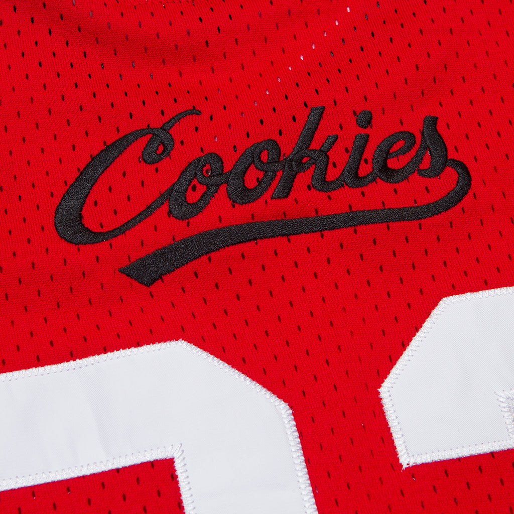 Cookies Puttin In Work Red Hooded Baseball Jersey