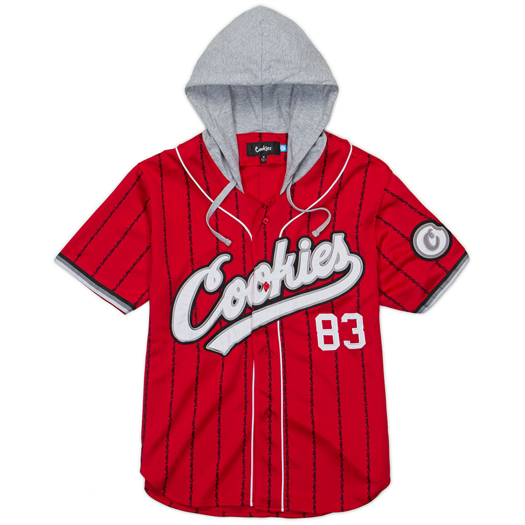 Cookies Puttin In Work Red Hooded Baseball Jersey
